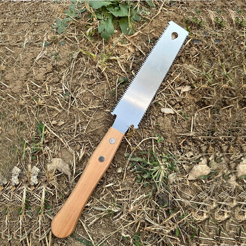 SK5 Double-Edged Wooden Handle Hand Saw with Quenched Sharp Dual-Sided Teeth for Fast, Precise Cuts