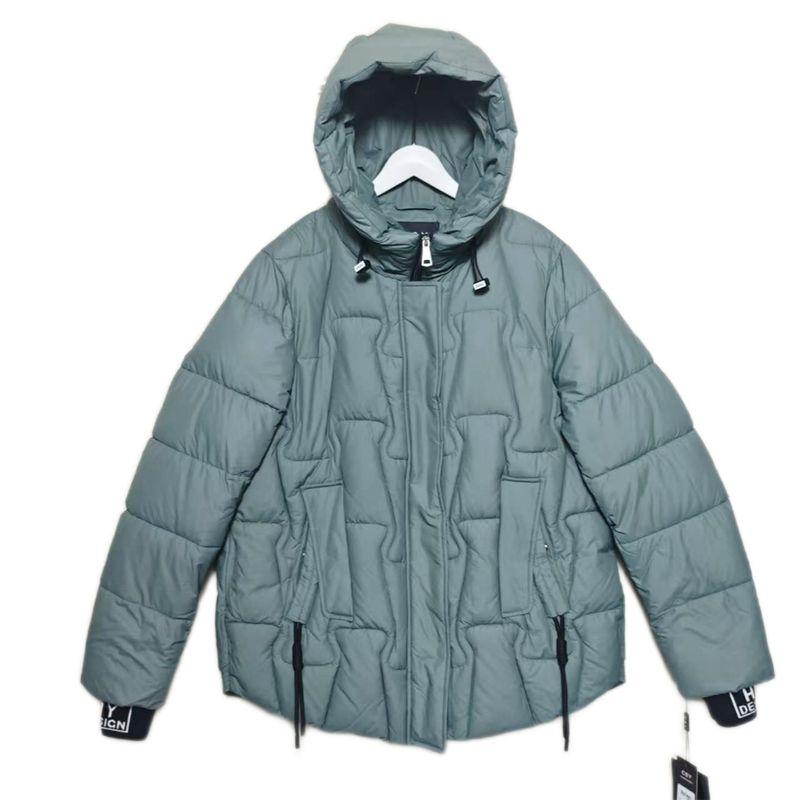 

Foreign Trade Exported to Russia Hood Down Cotton Thick Cotton-Padded Jacket Women s Solid Drawstring Waist Hugging Short Cotton Jacket Winter Bamboo green without waist 52
