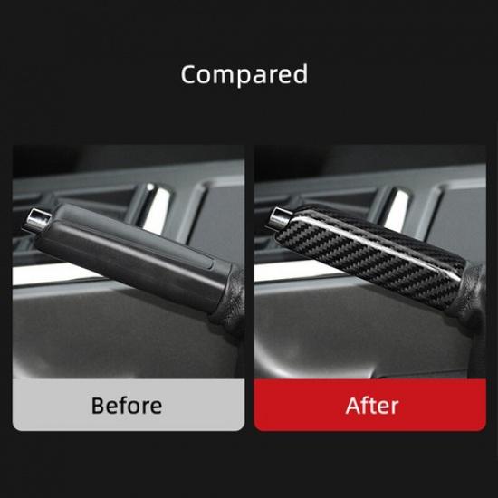 Black Real Carbon Fiber Central Handbrake Handle Cover Change For Mustang 10-14