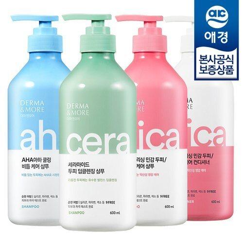 DERMA&MORE Shampoo/Rinse 600ml x4_684386 Aha Cooling Shampoo 2 + Cica Nourishing Rinse 2