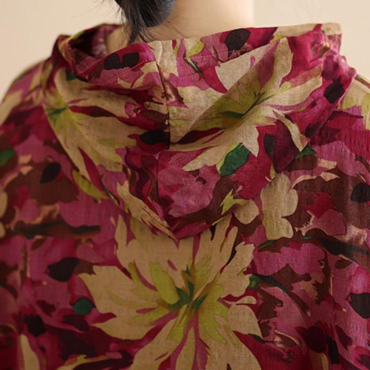 Nuovo Abito Maxi Floreale Vintage Donna Taglie Forti Oversize Ampio Con Cappuccio Manica Lunga Primavera Estate Abito Lungo Basic