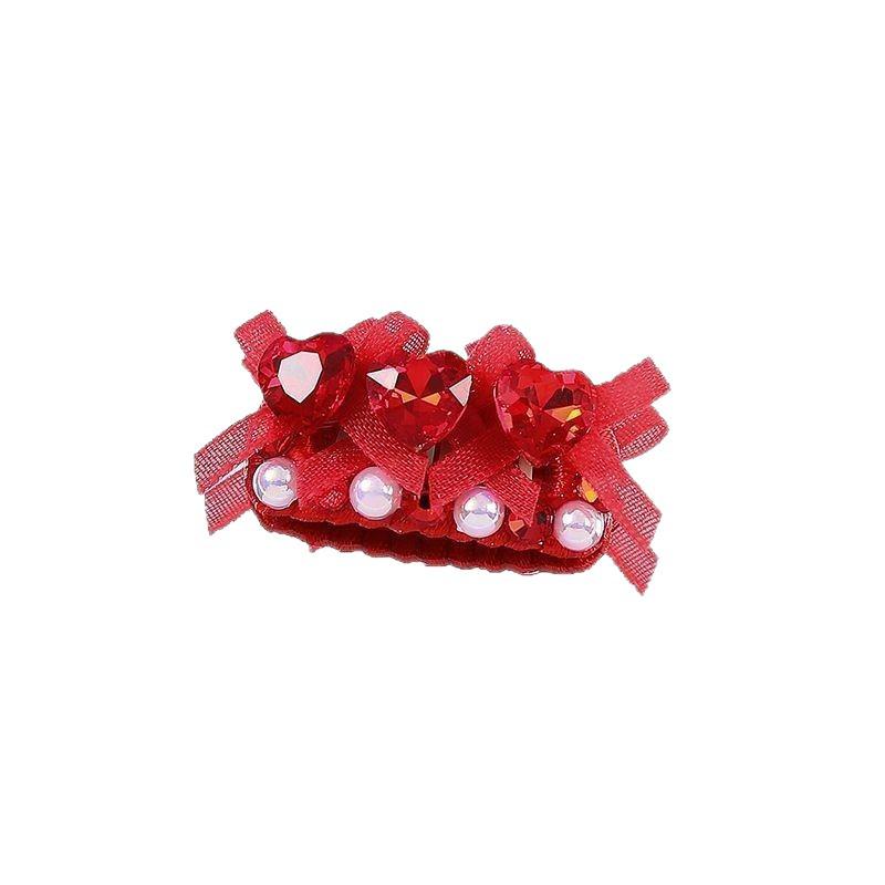 Zhehao Red Series Non-Slip Pet Hair Clips - Fashionable Cat & Dog Accessories