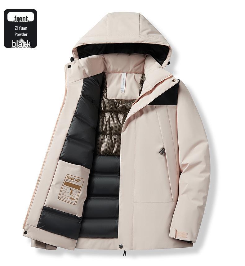 HJCAMEL Women's Color Block Windproof Waterproof Cotton Jacket with Detachable Winter Liner