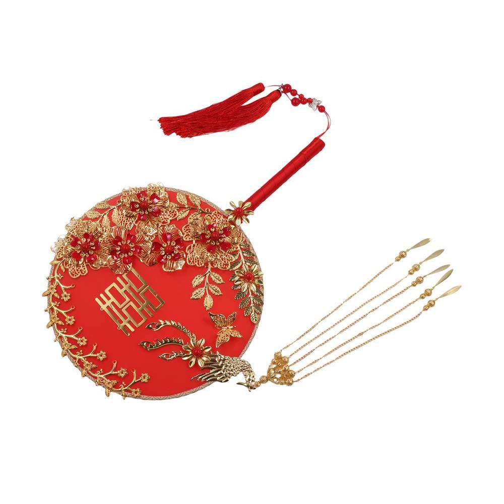 Decorative Tassels Phoenix Ancient Style Embroidery Fan Bridal Group Fan Hand Bouquets Chinese Fan