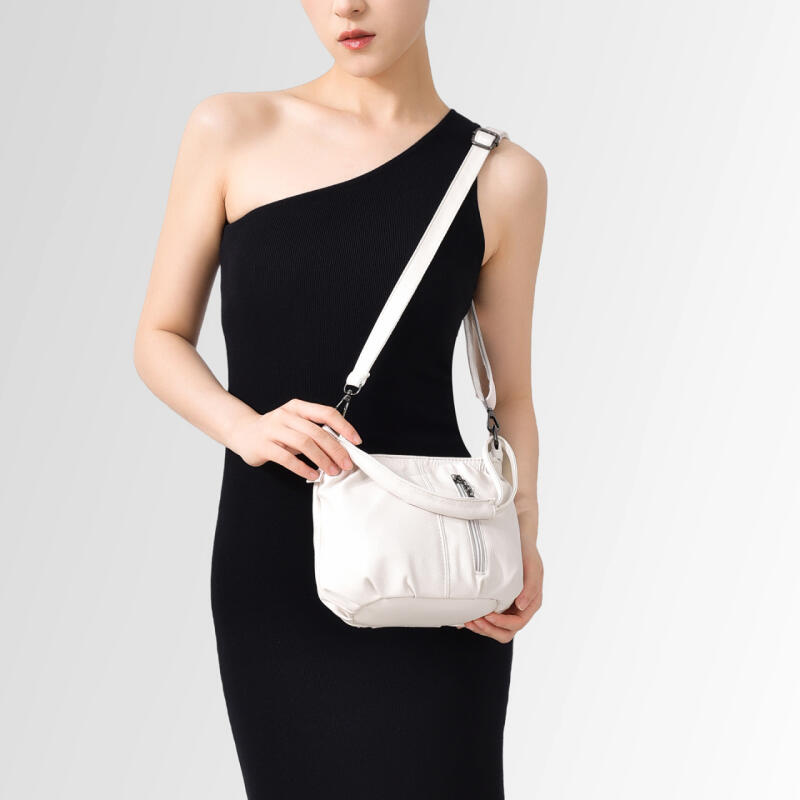 Borsa a Spalla Morbida in PU con Chiusura a Zip Frontale e Tracolla Regolabile Elegante Borsa Tote Quotidiana da Donna