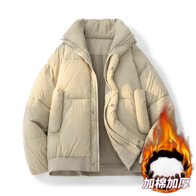 OO Thickened Cotton-padded Clothes for Men and Women, Winter Loose Cotton-padded Jackets, Bread Clothes, Short Stand-up Collar Cotton-padded Jackets.