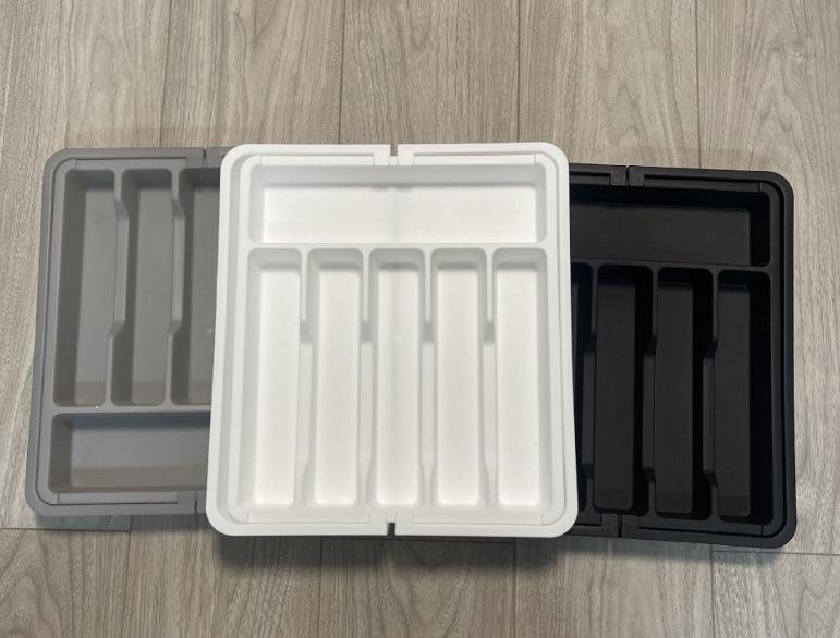 

New Expandable Knife And Fork Tableware Tray Drawer Storage Box Expandable Utensil Tray Kitchen Storage Box S сірий