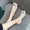 fashion Women Summer Slippers 2024 Solid Thin High Heel Causal Shoes Flip Flops Cross Ladies Slides Pink Sandales Pantuflas De Mujer