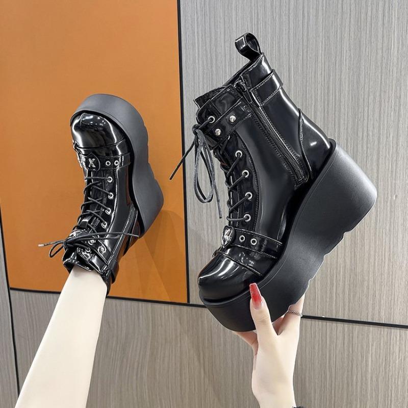 Fashion New Gothic Punk Style Platform Cosplay Women Mid-calf Boots 2025 Autumn Winter Wedges Comfy Women Short Motorcycle Boots Shoes