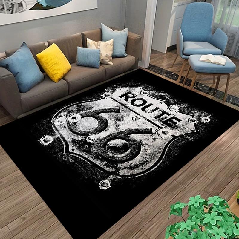 Historic Route 66 Carpet Mother Road Area Rug for Home Bathroom Living Room Table Bedroom Sofa Doormat Decor, Non-slip Floor Mat