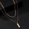 Vnox Gestapelde 2-delige Heren Kettingen, Geometrische Staaf Hanger met Doosketting Cubaanse Ketting Touwketting Kettingen, Klassieke Choker