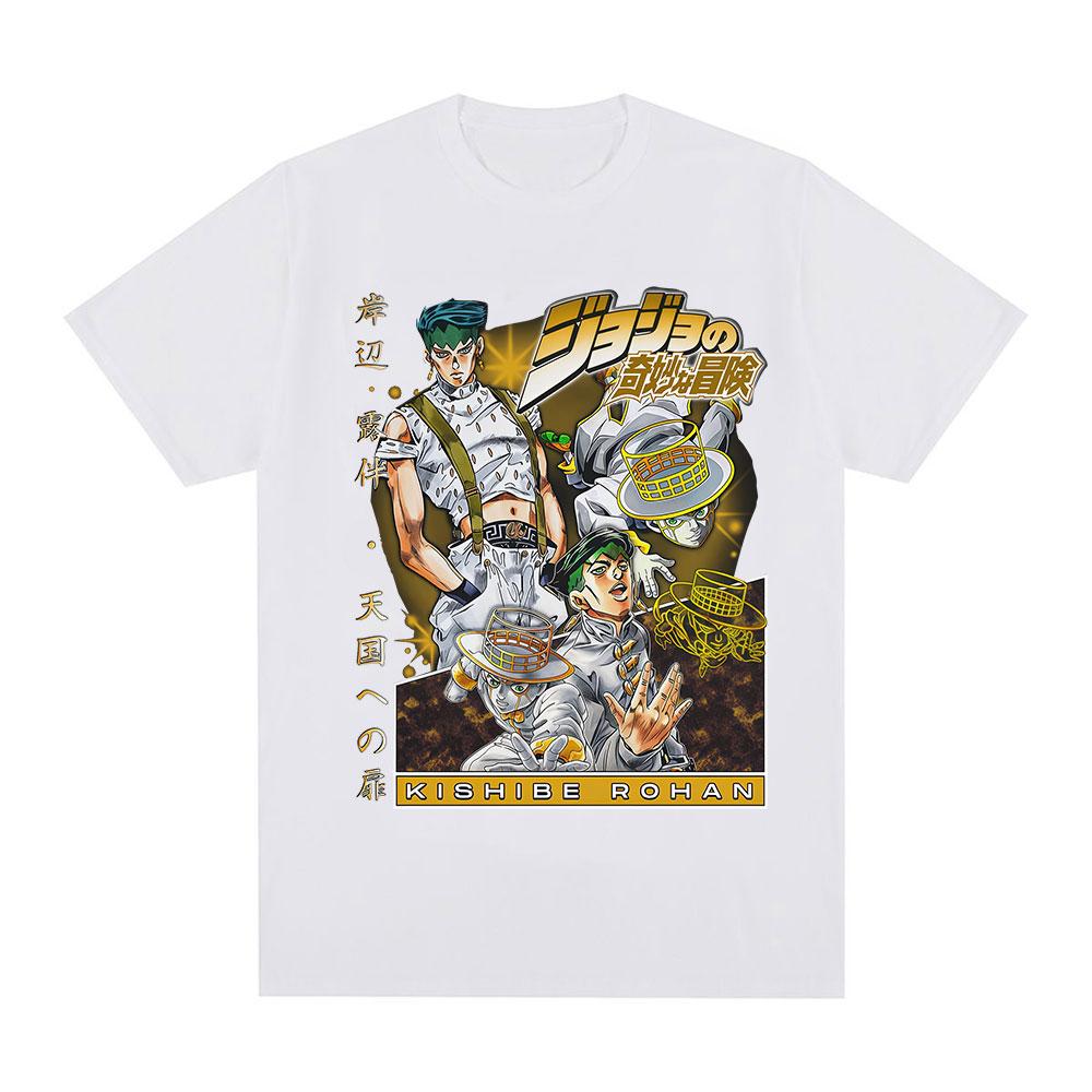 Anime Jojo Bizarre Adventure Rohan Kishibe T-Shirts Unisex Damen Sommer Freizeit Baumwolle Neu Kurze Ärmel Übergroßes Oberteil Streetwear