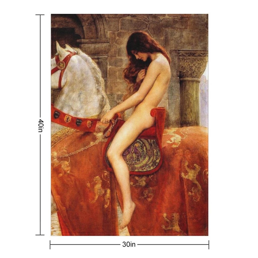 Lady Godiva by John Collier Throw Blanket Single Picnic Multi-Purpose Vintage Blankets