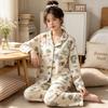 Autumn New Casual Animation Pajamas Women's Ins Wind Imitation Cotton Cardigan Comfortable Loungewear Long-sleeved Two-piece Set