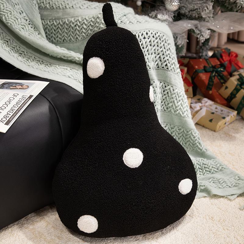 

Cute fruit throw pillow pillow polka dot plush toy seat cushion waist sofa bed home 40cm（570g） чорний