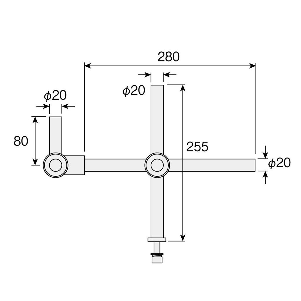 HOZAN Long Straight Arm Support Optical Equipment Part for Fixing Mounting Column (with Column) - Microscopes, Cameras, Etc. Diameter 20mm L-523
