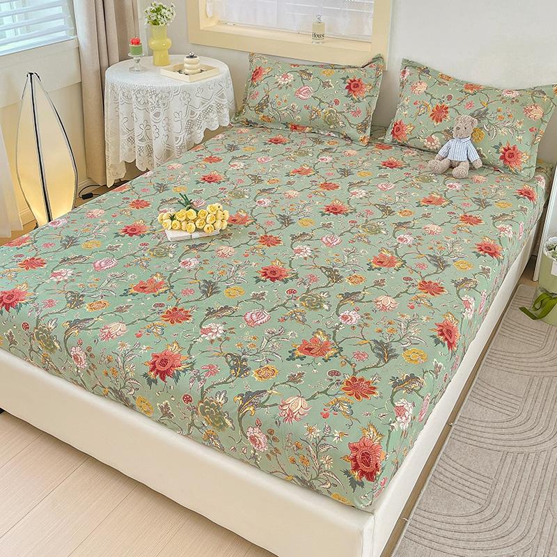 Missdeer Elastic Bed Sheets Sets Double Bed Flower Pring Fitted Sheet Without Pillowcases Single Queen King Size Bed Cover