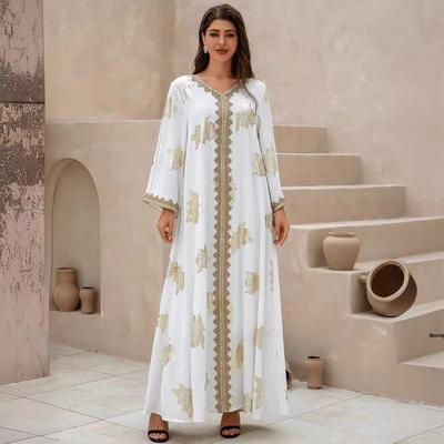 ZD016 Floral Hot Stamping Muslim Women's Evening Abaya