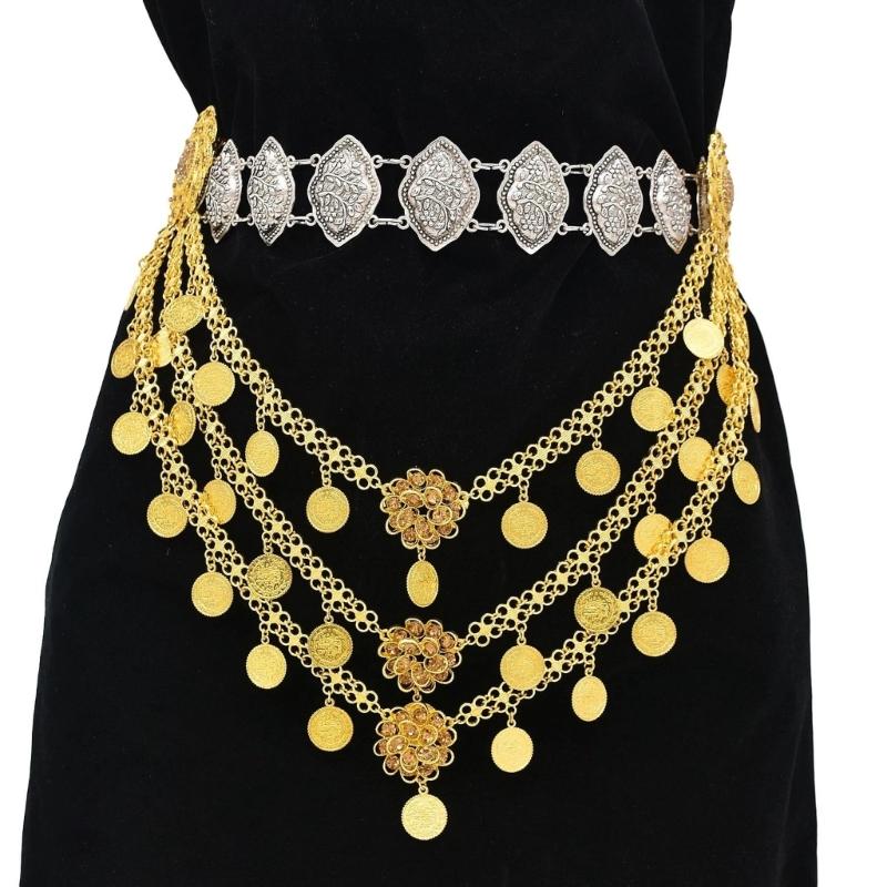 Multi Layer Alloy Coin Tassels Shoulder Chain Necklace Shoulder Accessory for Fashion Forward Women Seeking Unique Style