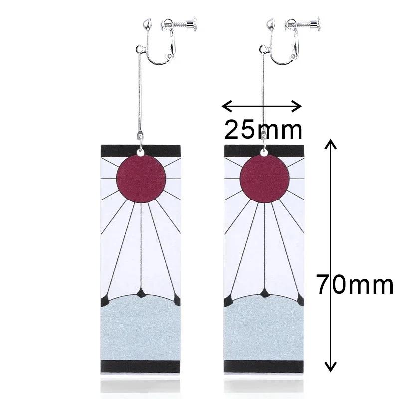 

1 Pair Japanese Anime Demon Kamado Tanjiro Acrylic Earrings for Women The Same Sun Butterfly Cosplay Long Ear Clip Accessories