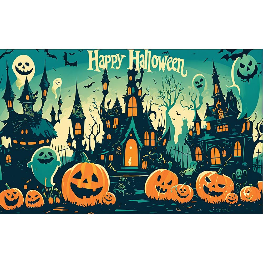 Halloween Decoration Backdrop Banner Party Outdoor Background Bat Pumpkin Horror Curtain Home Decor Photography Prop