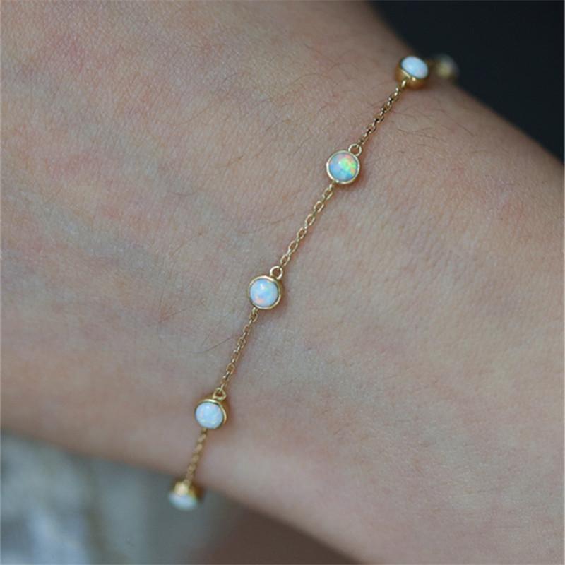 

925 Sterling Silver Temperament Imitation Opal Bracelets for Women Birthday Party Gift Fine Jewelry 15 3cm&Silver
