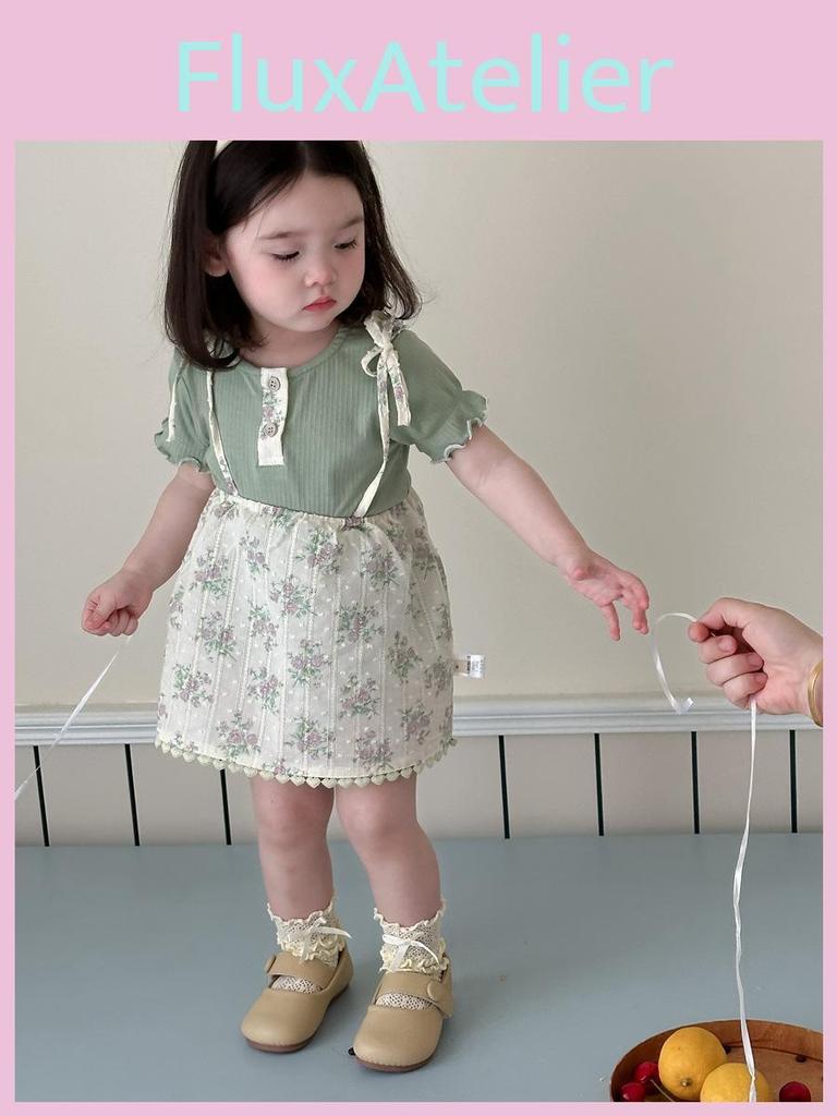 Adorable Girls Summer Lace Short Sleeve T-shirt And Shorts Set Lightweight Korean Style Toddler Outfit For Ages 1 To 3 Years