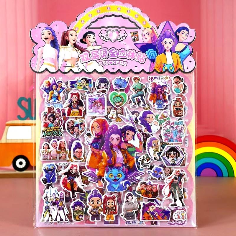 1/3/5PCS Kpop Demon Hunters Sticker Anime Tiger Rumi Mira Zoey Laser Cut Stickers Office Stationery School Supplies Party Gifts