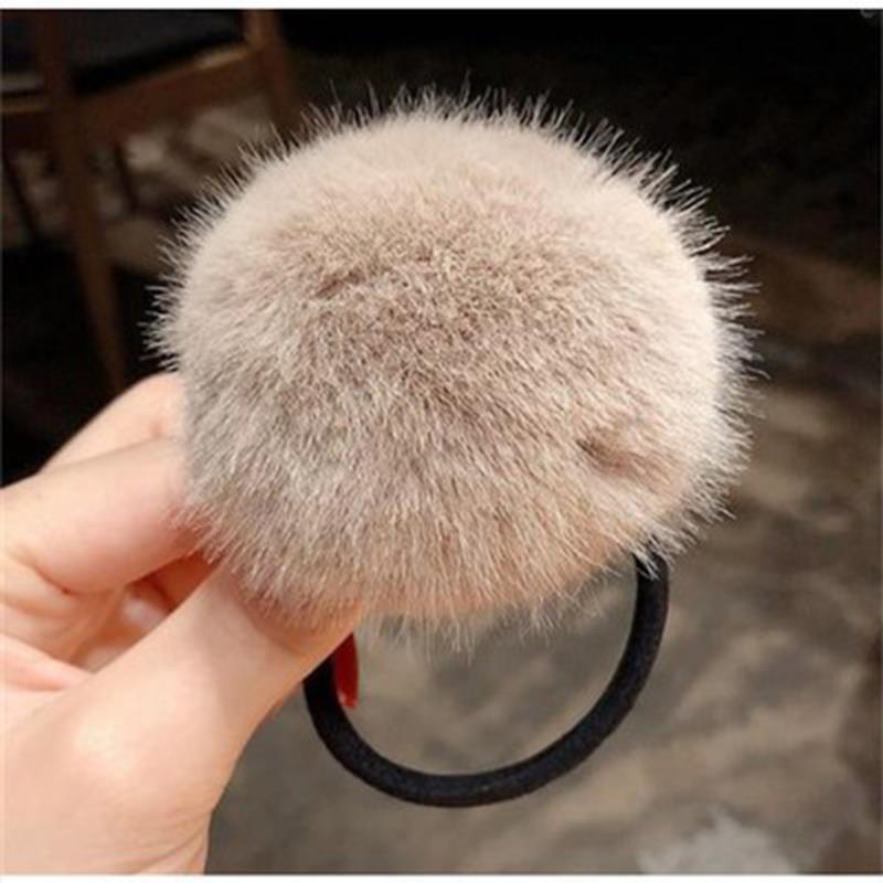 Autumn and Winter Women Warm Plush Ball Hair Scrunchies Solid Color Soft Vintage Hair Gums Kids Cute Rubber Bands For Hair Bun