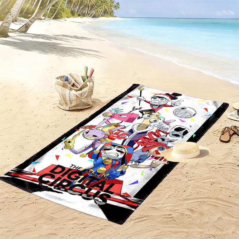 1 pièce La Serviette de Plage Amazing Digital Circus, Parfaite pour les Activités en Plein Air, Fournitures de Voyage d'Été Idéales, Comme Cadeau pour les Festivals