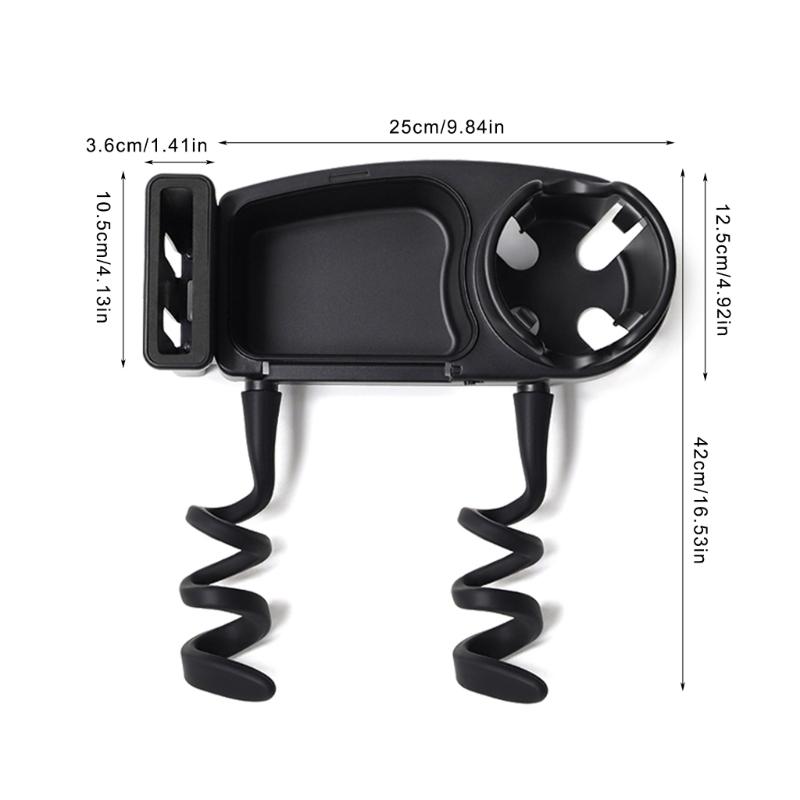 Baby Strollers Snacks Tray with Cup Holder, Food Tray with Lid Multifunctional Organiser Removable Phone Storage Slot