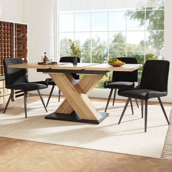 Telescopic Dining Table Heavy Duty Kitchen Table 60Kg Max Bearing Minimalist Style Pull Out Extendable Table for Dining Room