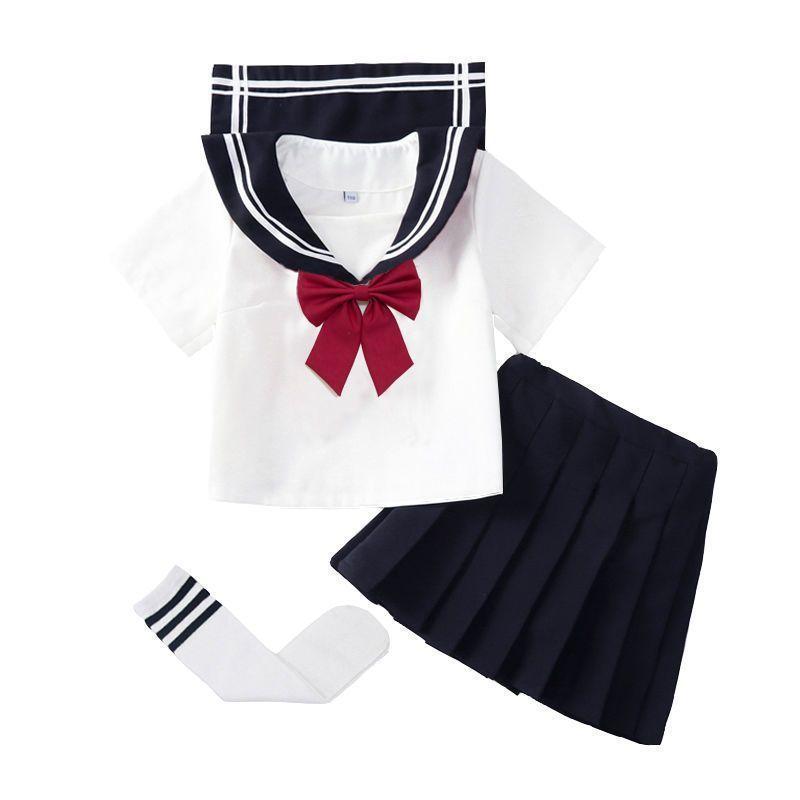 Girls Uniform Suit Pleated Skirt Children's Sailor Suit Academy Style Elementary School Performance Suit