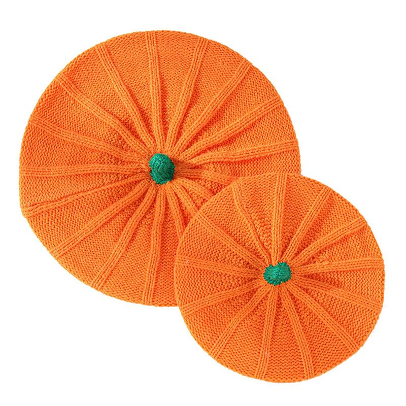 Halloween Decoration Pumpkin Beret Hat Autumn And Winter Parent-Child Knitted Hat Warm Belle Knit Hat Halloween Party Hats