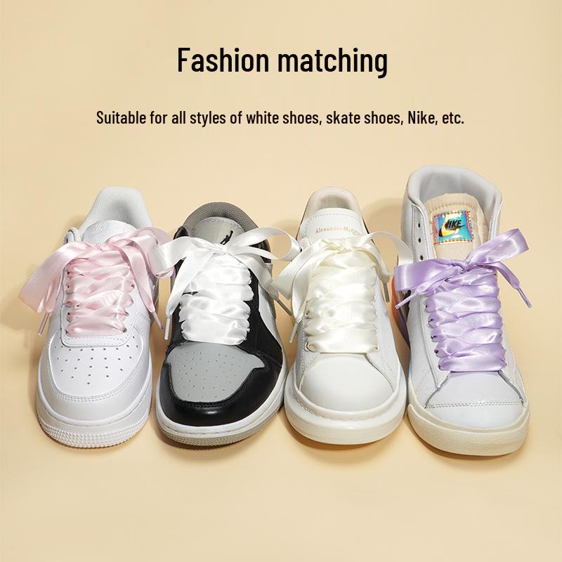 Lacci Piatto Larghi in Raso di Seta per Scarpe da Ballo e Allenamento da Donna
