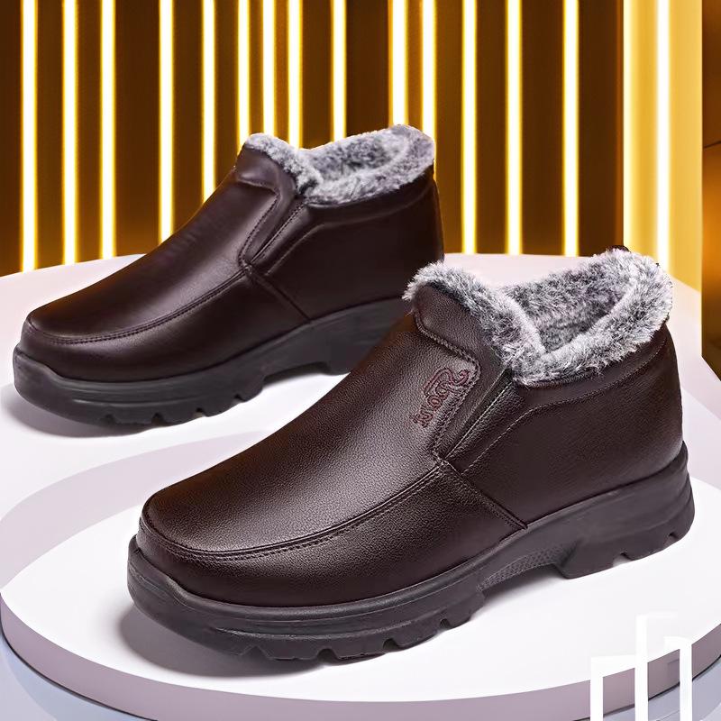 Winter Baumwollschuhe in Übergröße: Samtgefüttert, Dicke, Weiche Sohlen, Rutschfest, Warmes Schuhwerk für Mittelalte und Ältere Väter