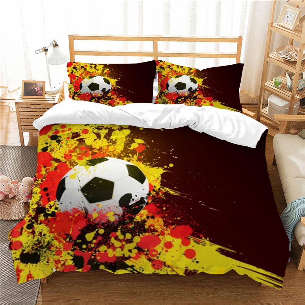 Football Pattern Bed Set Luxury Duvet Cover Set Fashion Home Textiles Lovely Quilt Cover Boy Girl Single Size Bedding Suit