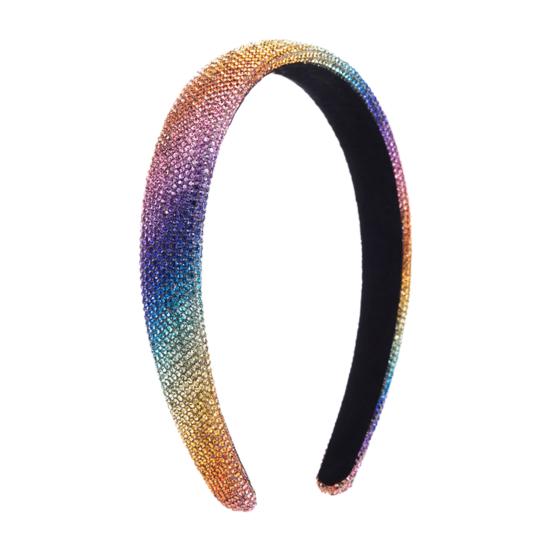 

Женская повязка на голову с блестящими стразами, широкая противоскользящая эластичная переливающаяся отделка для волос, градиент цвета, фиксация волос, обруч для волос, аксессуар для волос разноцветный