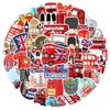 10/50 Pezzi Adesivi Stile Britannico Classico per Laptop Bagagli Adesivo Autobus Rosso Cabina Telefonica Londra Inghilterra Giocattoli Decorativi Rossi Vendita all'Ingrosso