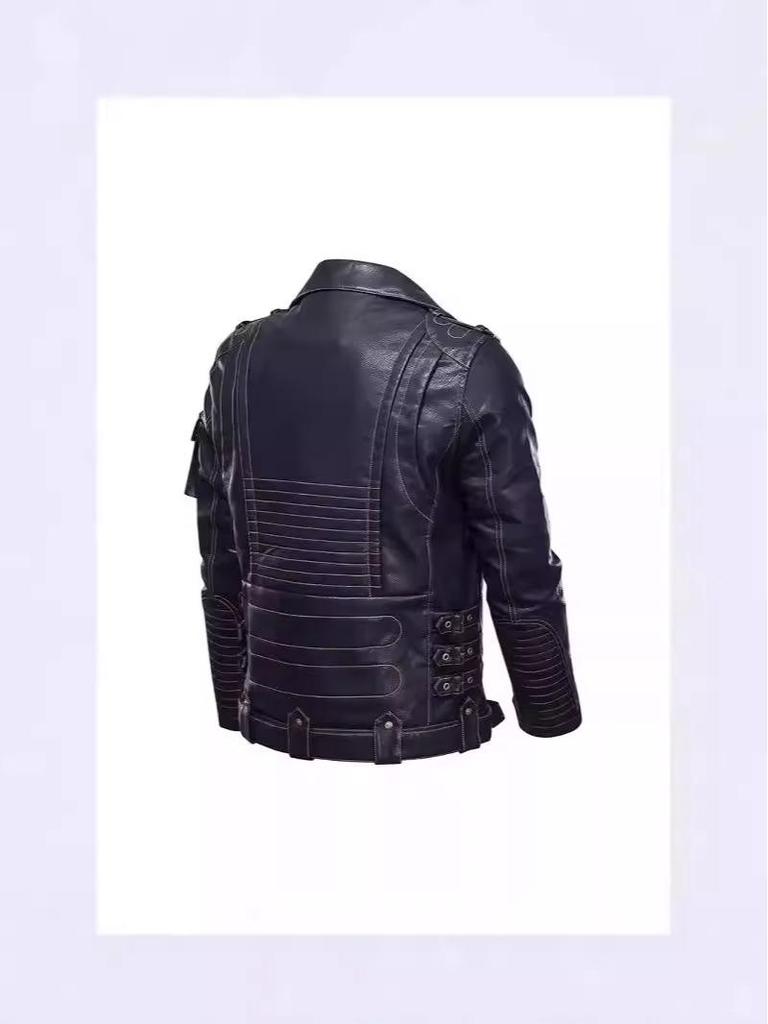 Men's Windproof PU Leather Jacket with Multiple Zippers - European & American Style Outerwear