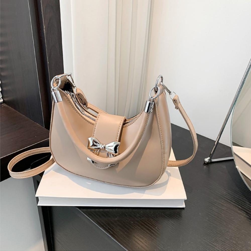 Bow Bowknot Crossbody Bag Y2k Style Half-moon Handbag Elegant Dumpling Shoulder Bag  Outdoor