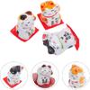 Wakauto 3 Pcs 1" Lucky Cat Statue Japanese Maneki Neko Waving Cats Ceramic Figurines Feng Shui Miniature Animal Statue Decoration for Shop, Home, Car