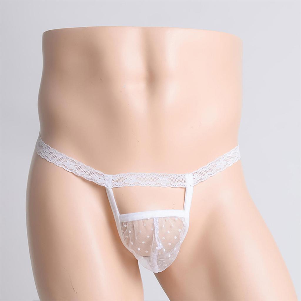 Sissy Pouch Panties Sexy Lingerie Men'S Hollow Out G-String Thong Dot Print See Through Bulge Pouch Mesh Underwear Gay Underpant