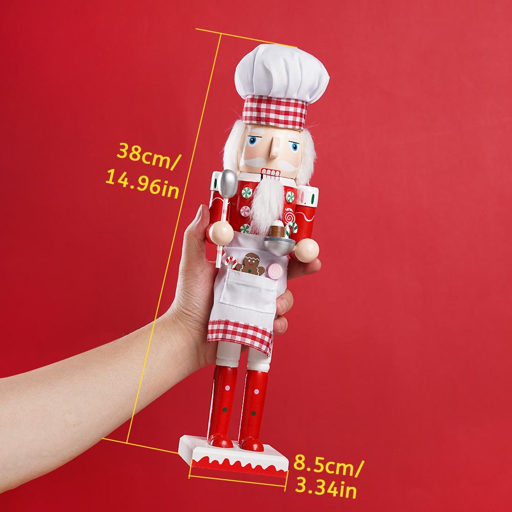 38CM Christmas Nutcracker Chef Pastry Chef Puppet Handcrafted Decoration Christmas New Year Holiday Party Decoration Gift