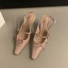 Nische Nacktrosa High Heels Dünner Absatz Baotou Sandalen Feenschuhe Frühling Rock Einzelne Schuhe
