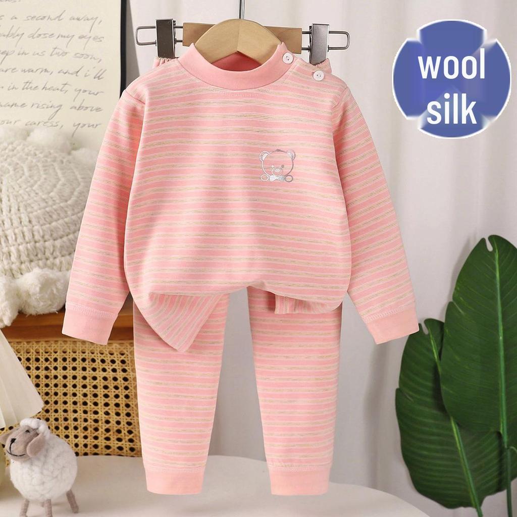Zimní korejský styl Dětská hedvábná domácí souprava pro 1leté chlapce a dívky - Pohodlné a teplé podzimní dětské oblečení