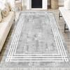 Modern Gray Striped Carpet - Tassel Runner, Non-Slip Base Rug, Washable Area Rug