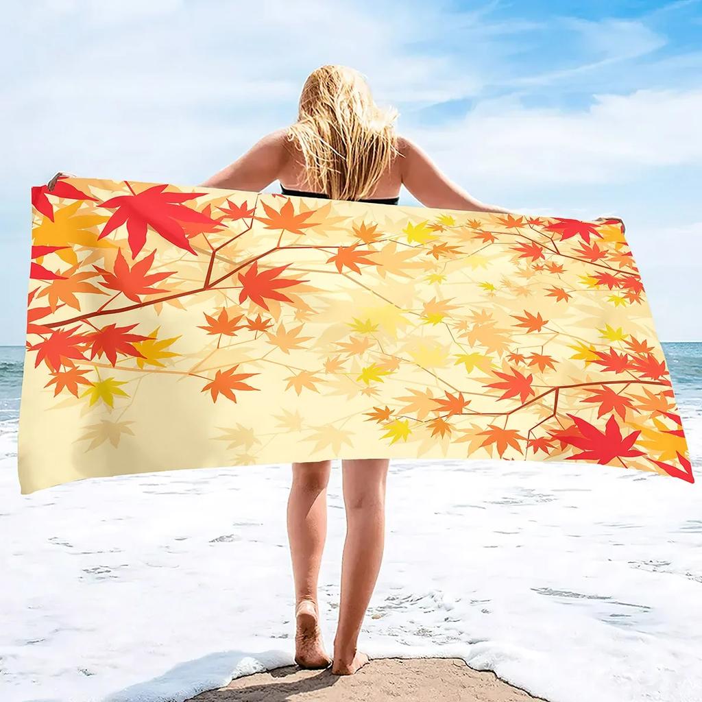 Red Maple Leaf Print Beach Towel Oversized Adults Sand Free Quick Dry Beach Towel Big Bath Towels Travel Accessories Large Towel
