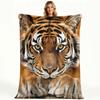 Tiger Face Fleece Blanket Big Cat Print Throw Soft Warm All Season Bedding Home Decor Gift For Animal Lovers