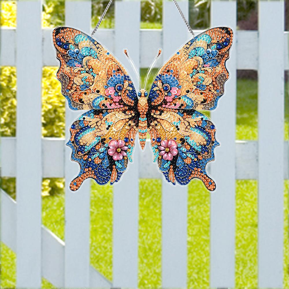 Butterfly 2D/Flat DIY Special Shape Rhinestone Diamond Art Window Pendants Diamond Painting Set Wall Decor for Home & Windows